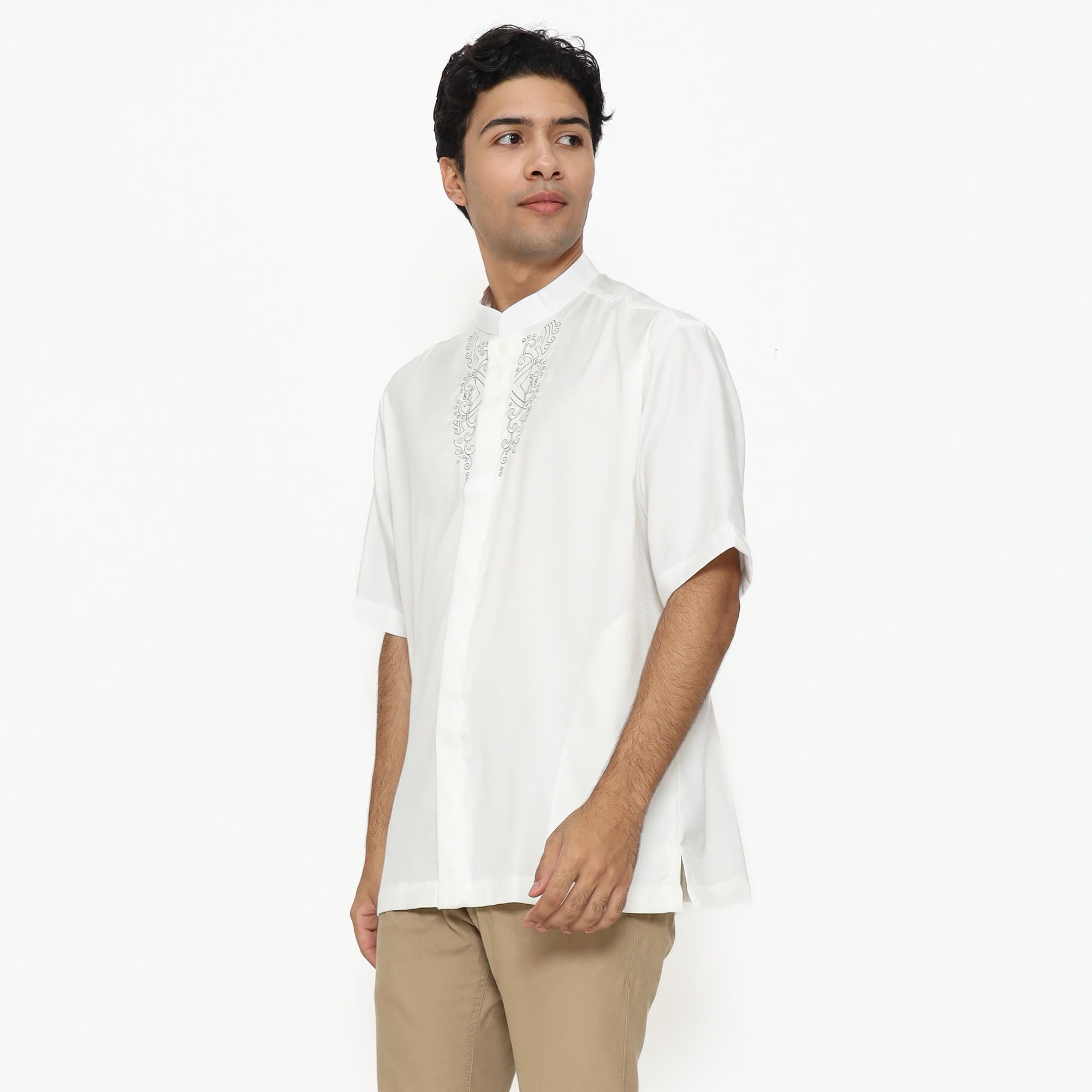 Baju Koko Putih Tulang KK 48 White Lengan Pendek foto 3