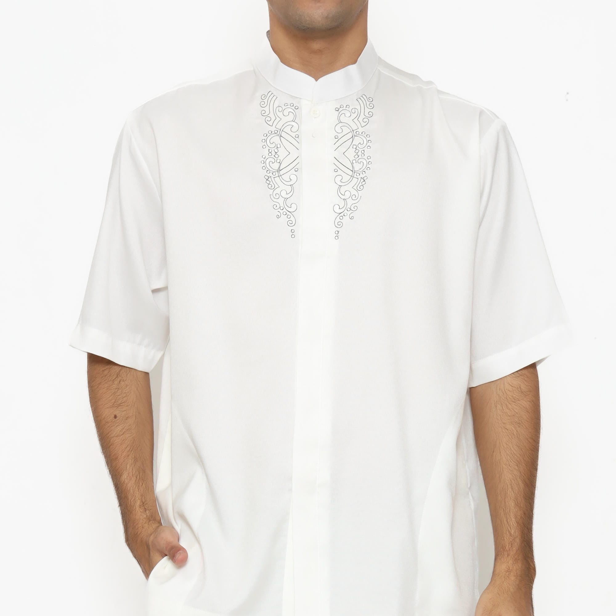 Baju Koko Putih Tulang KK 48 White Lengan Pendek foto 6