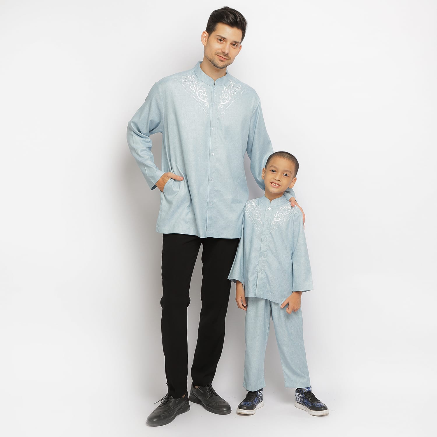 Baju Koko Anak Sarimbit KKA 35 Blue Lengan Panjang foto 2