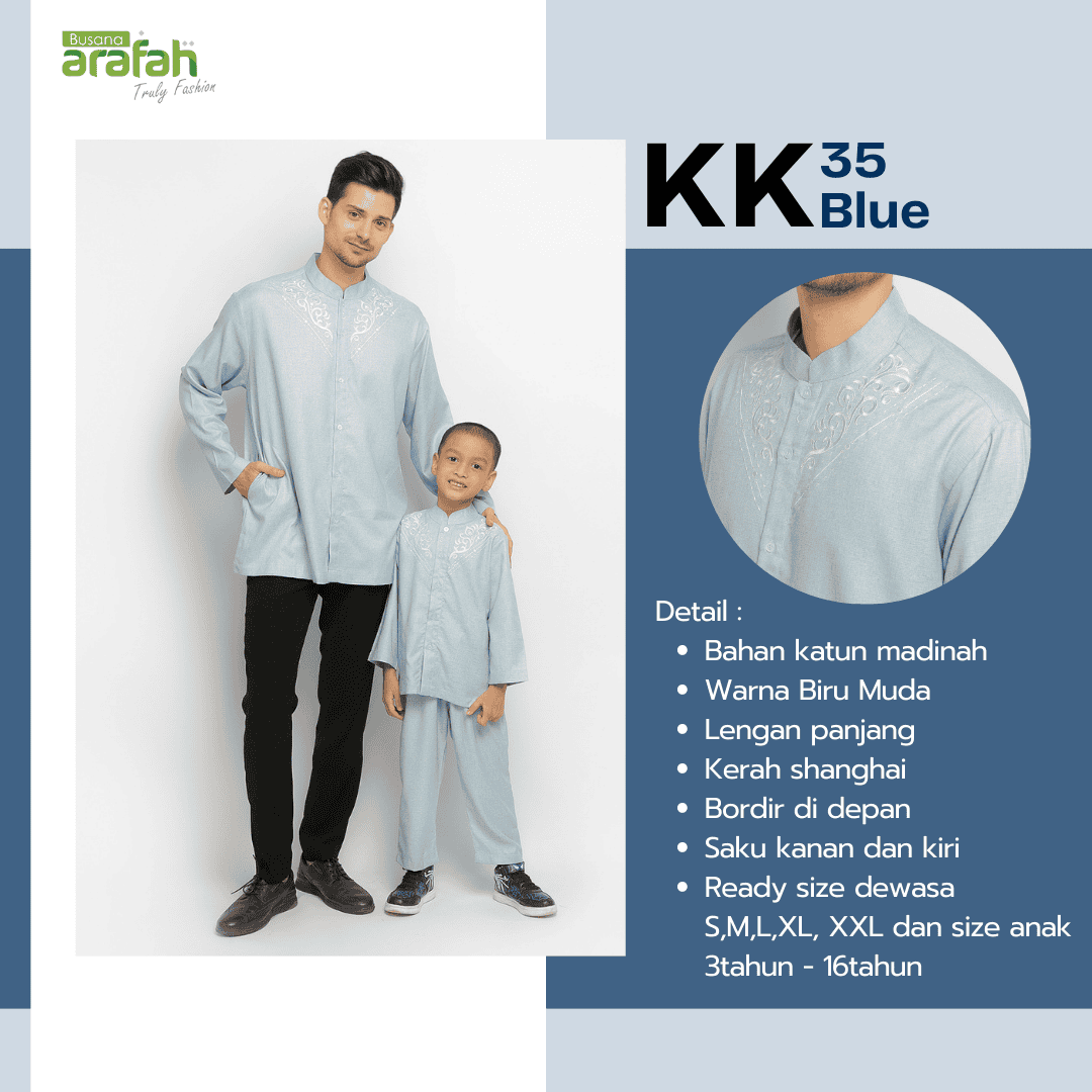 Baju Koko Anak Sarimbit KKA 35 Blue Lengan Panjang foto 3