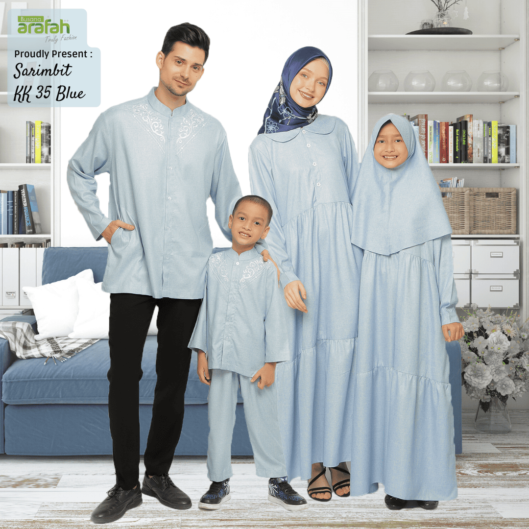 Baju Koko Anak Sarimbit KKA 35 Blue Lengan Panjang foto 4