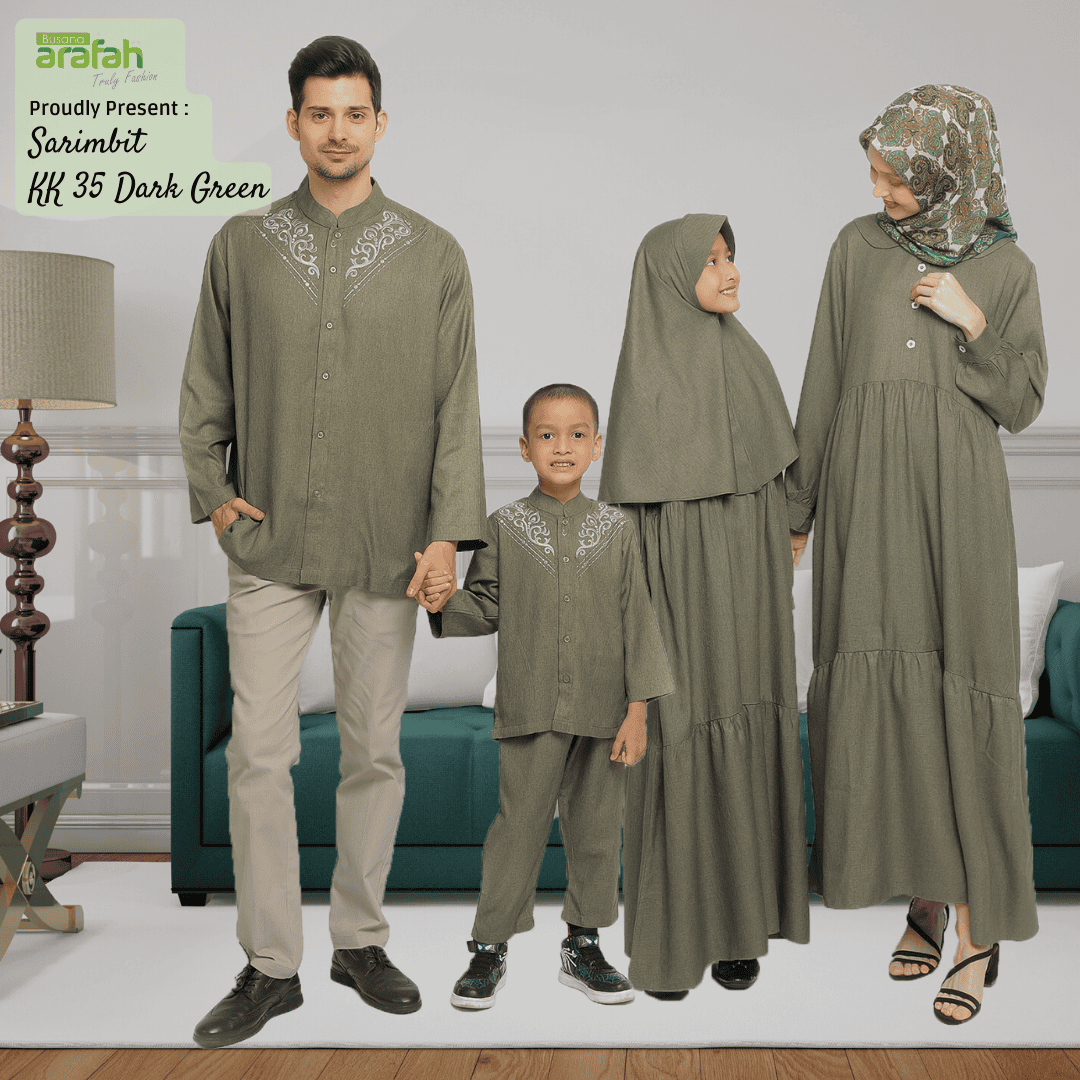 Baju Koko Anak Sarimbit KKA 35 Dark Green Lengan Panjang foto 4