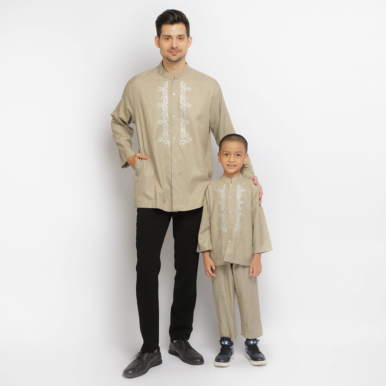 Baju Koko Anak Sarimbit KKA 36 Cream Lengan Pendek foto 2