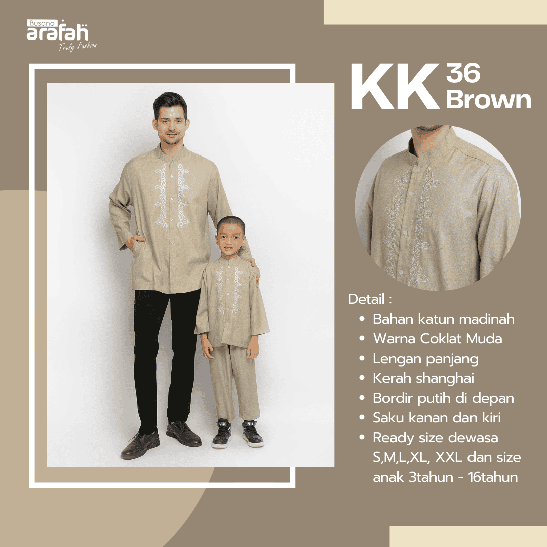 Baju Koko Anak Sarimbit KKA 36 Cream Lengan Pendek foto 3