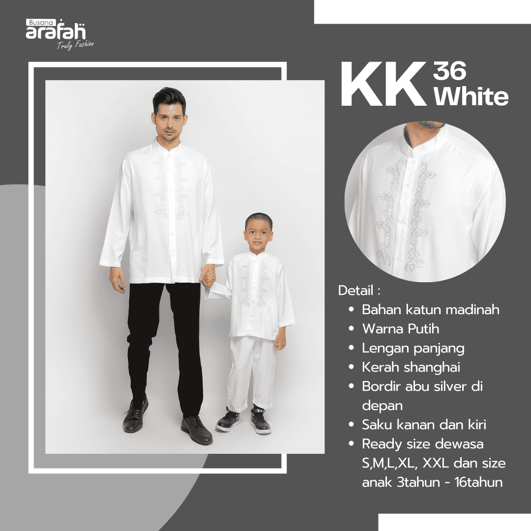 Baju Koko Anak Sarimbit KKA 36 White Lengan Panjang foto 3