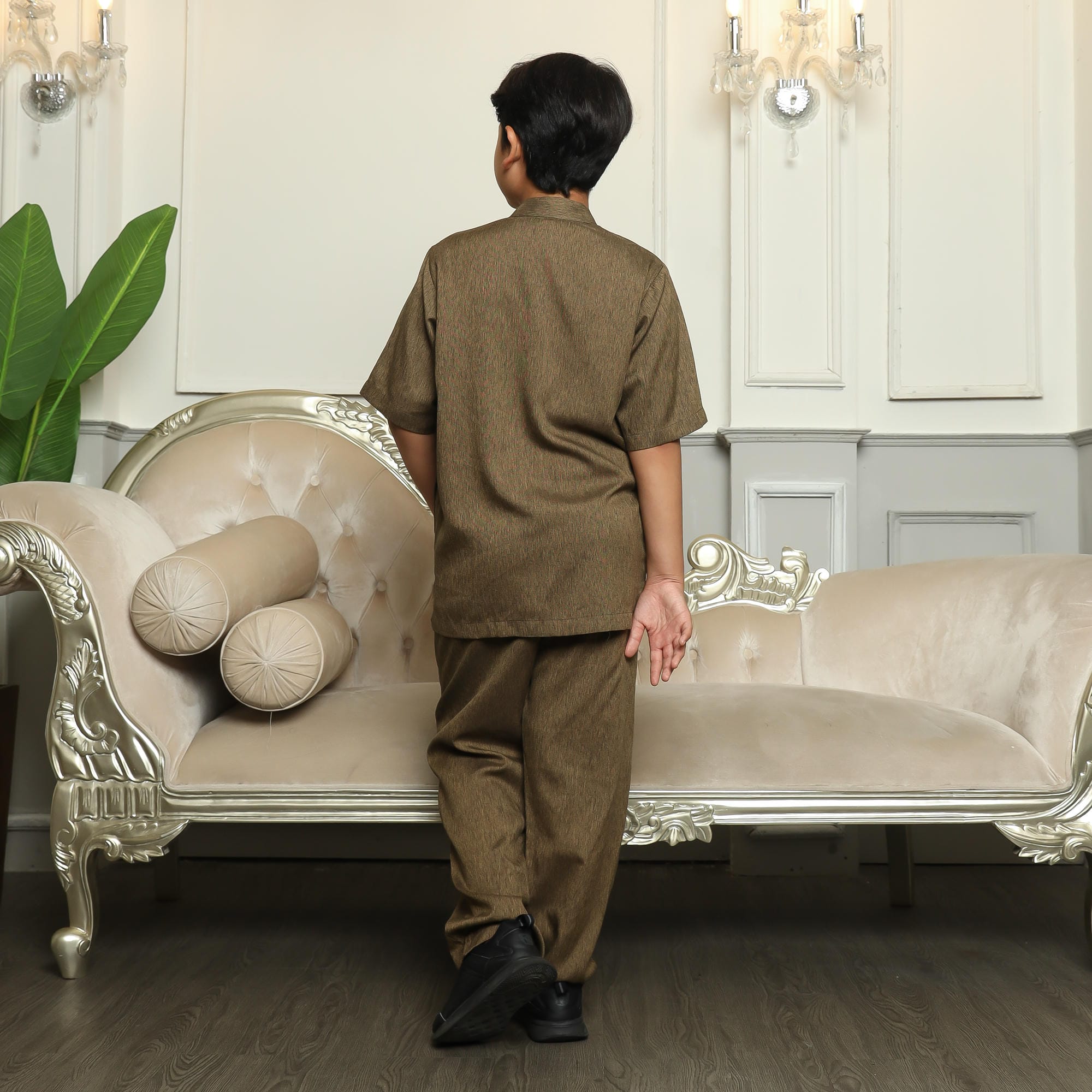 Baju Koko Anak Sarimbit KKA 37 Brown Lengan Pendek foto 3