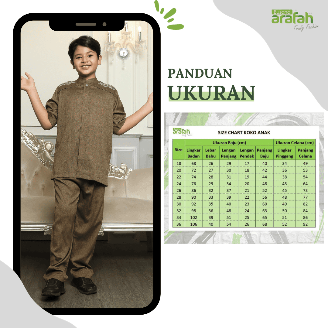 Baju Koko Anak Sarimbit KKA 37 Brown Lengan Pendek foto 4