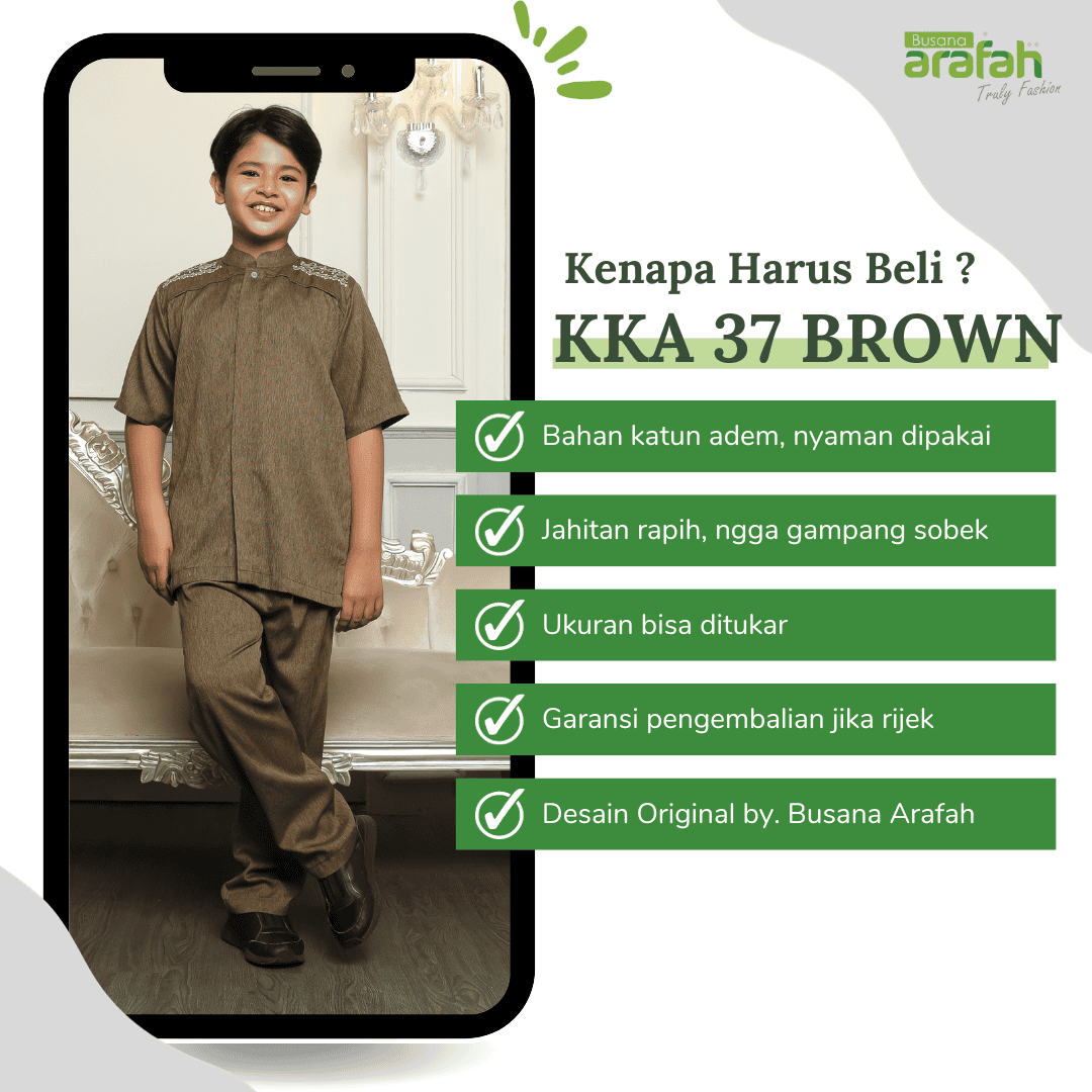 Baju Koko Anak Sarimbit KKA 37 Brown Lengan Pendek foto 5