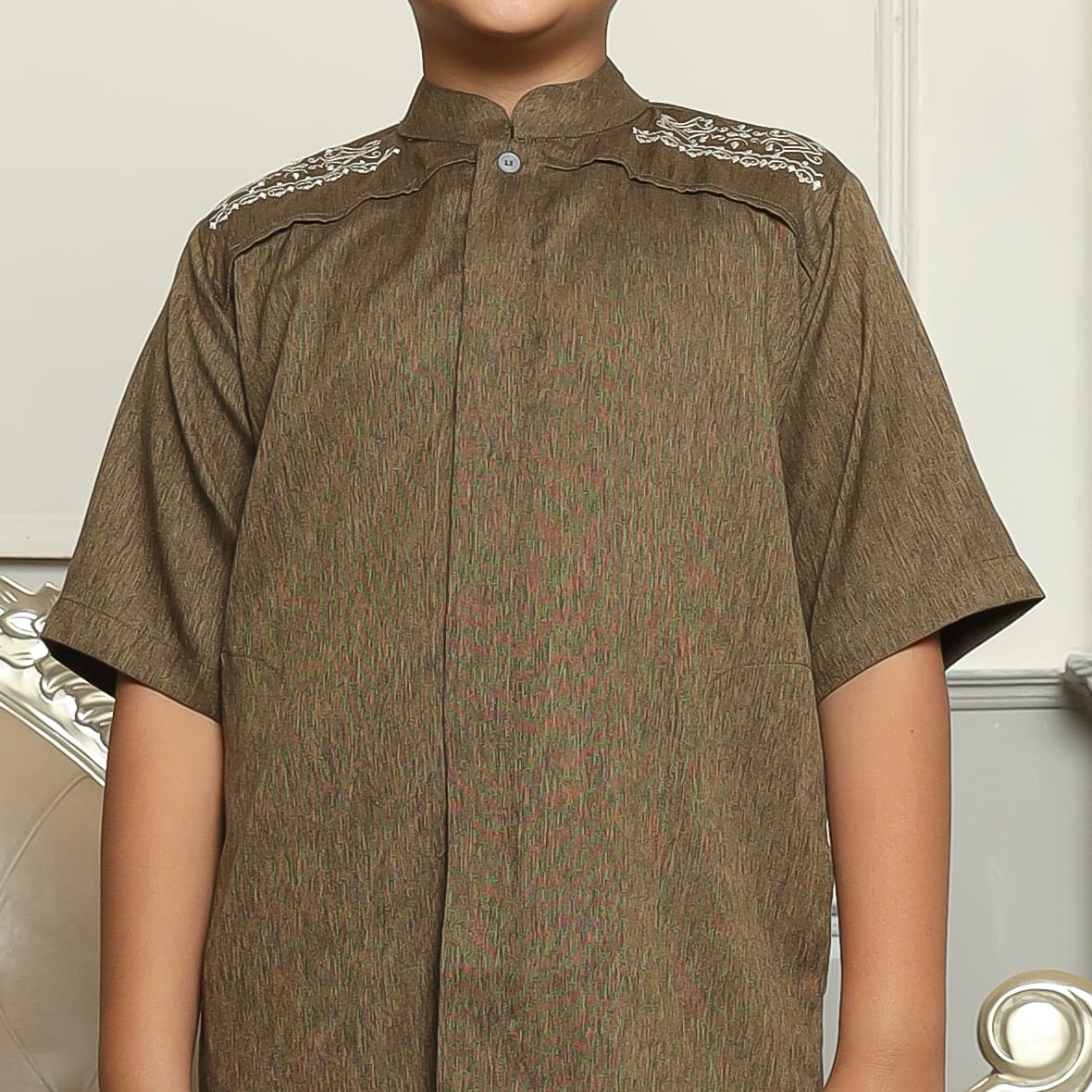 Baju Koko Anak Sarimbit KKA 37 Brown Lengan Pendek foto 6