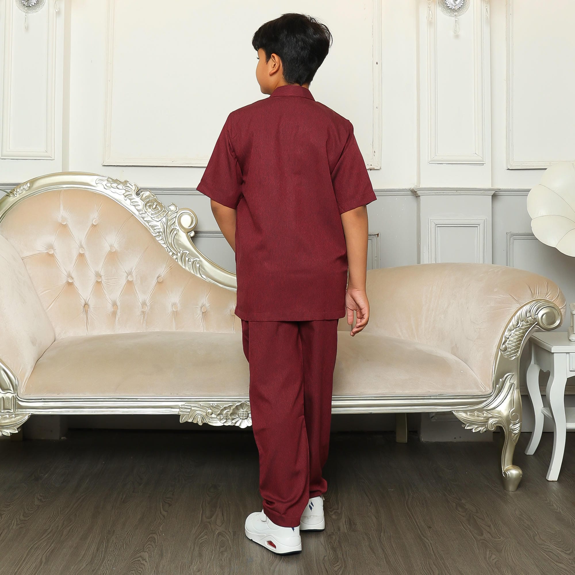 Baju Koko Anak Sarimbit KKA 38 Maroon Lengan Pendek foto 4