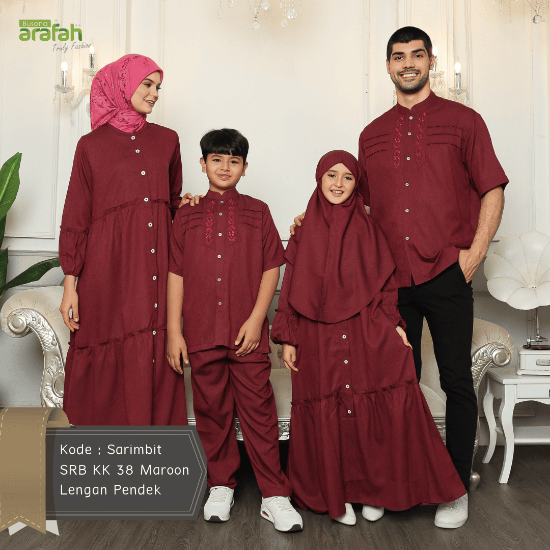 Baju Koko Anak Sarimbit KKA 38 Maroon Lengan Pendek foto 7