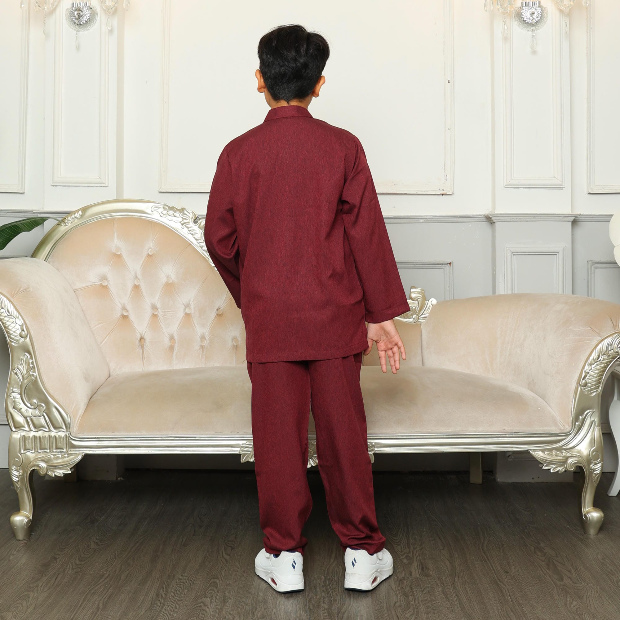 Baju Koko Anak Sarimbit KKA 38 Maroon Lengan Panjang foto 4