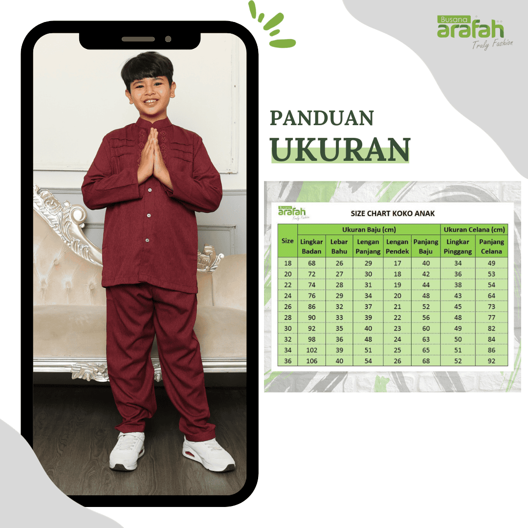 Baju Koko Anak Sarimbit KKA 38 Maroon Lengan Panjang foto 5