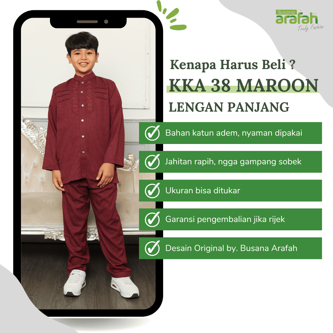 Baju Koko Anak Sarimbit KKA 38 Maroon Lengan Panjang foto 6