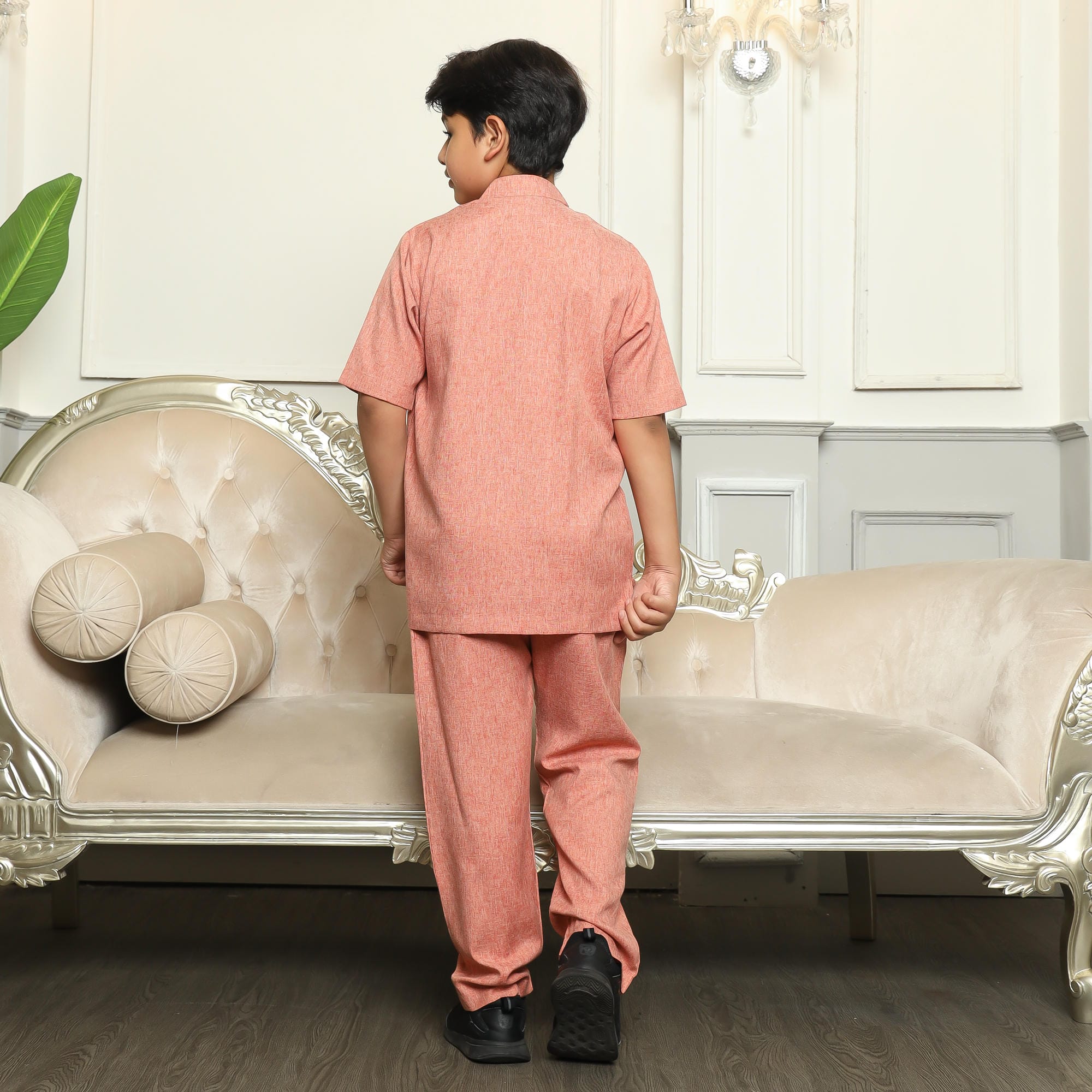 Baju Koko Anak Sarimbit KKA 40 Orange  Lengan Pendek foto 3