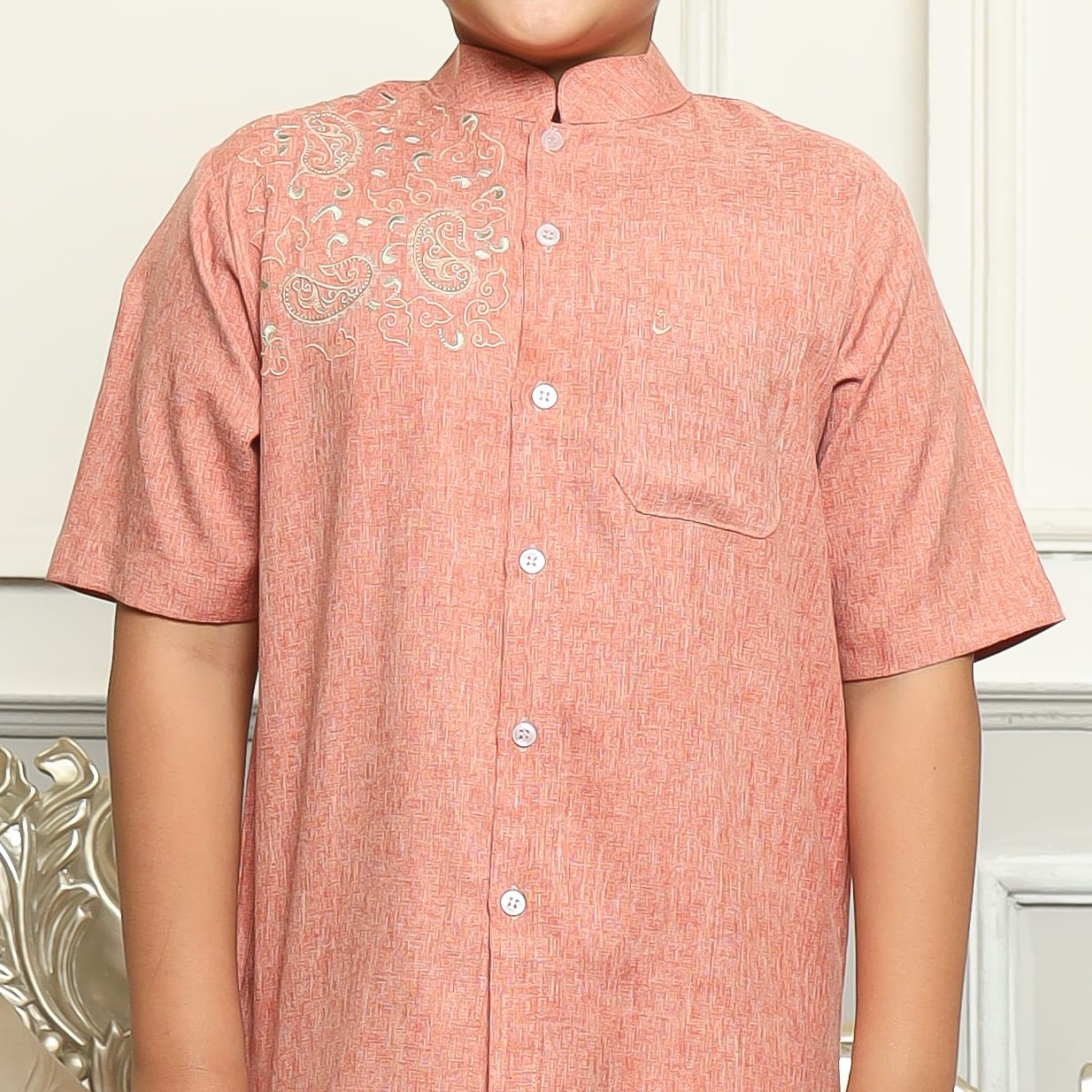Baju Koko Anak Sarimbit KKA 40 Orange  Lengan Pendek foto 4