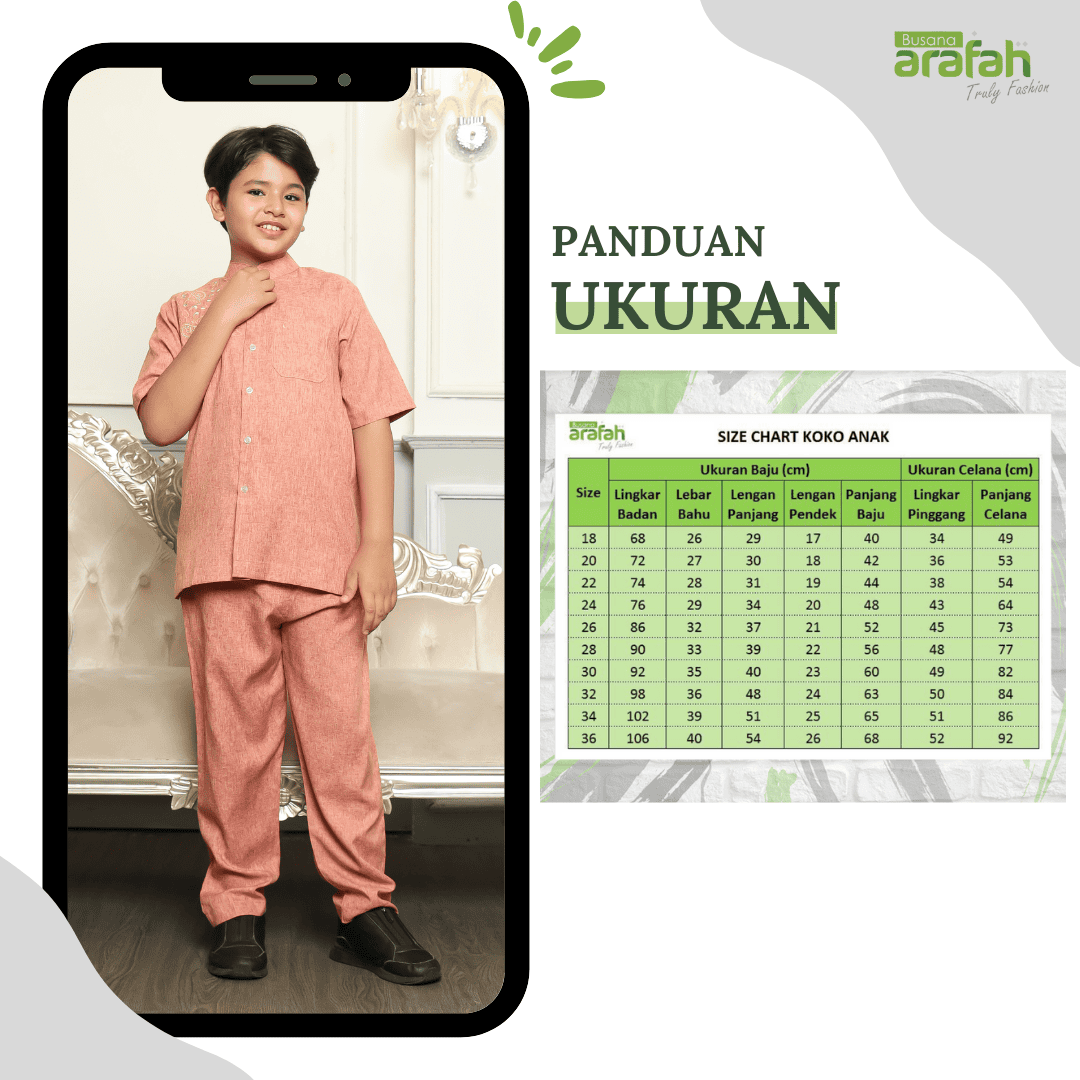 Baju Koko Anak Sarimbit KKA 40 Orange  Lengan Pendek foto 6