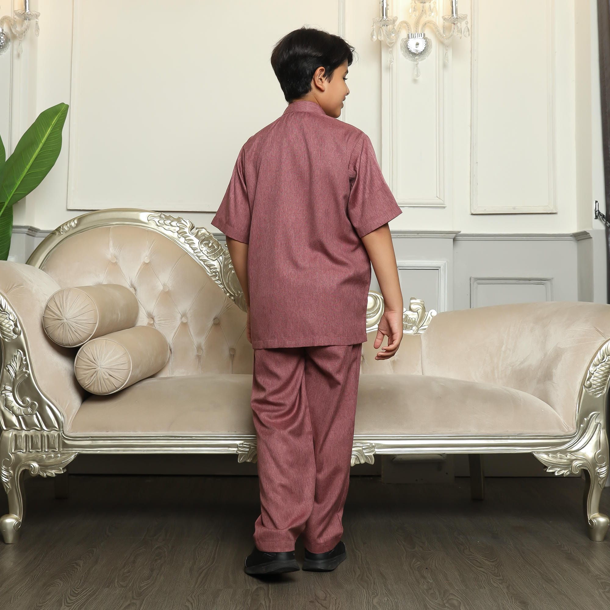 Baju Koko Anak Sarimbit KKA 41 Burgundy Lengan Pendek foto 3