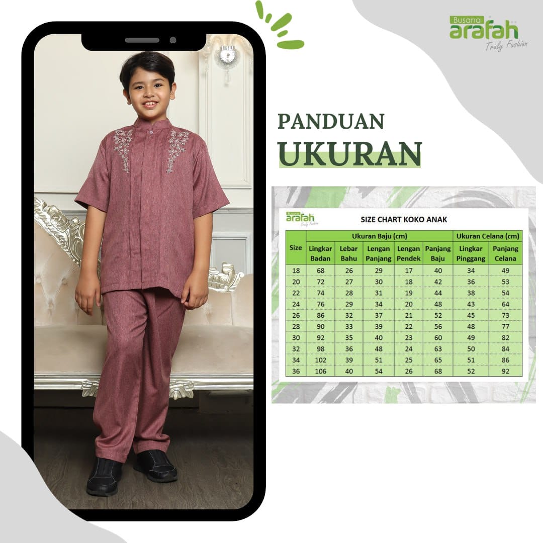 Baju Koko Anak Sarimbit KKA 41 Burgundy Lengan Pendek foto 6