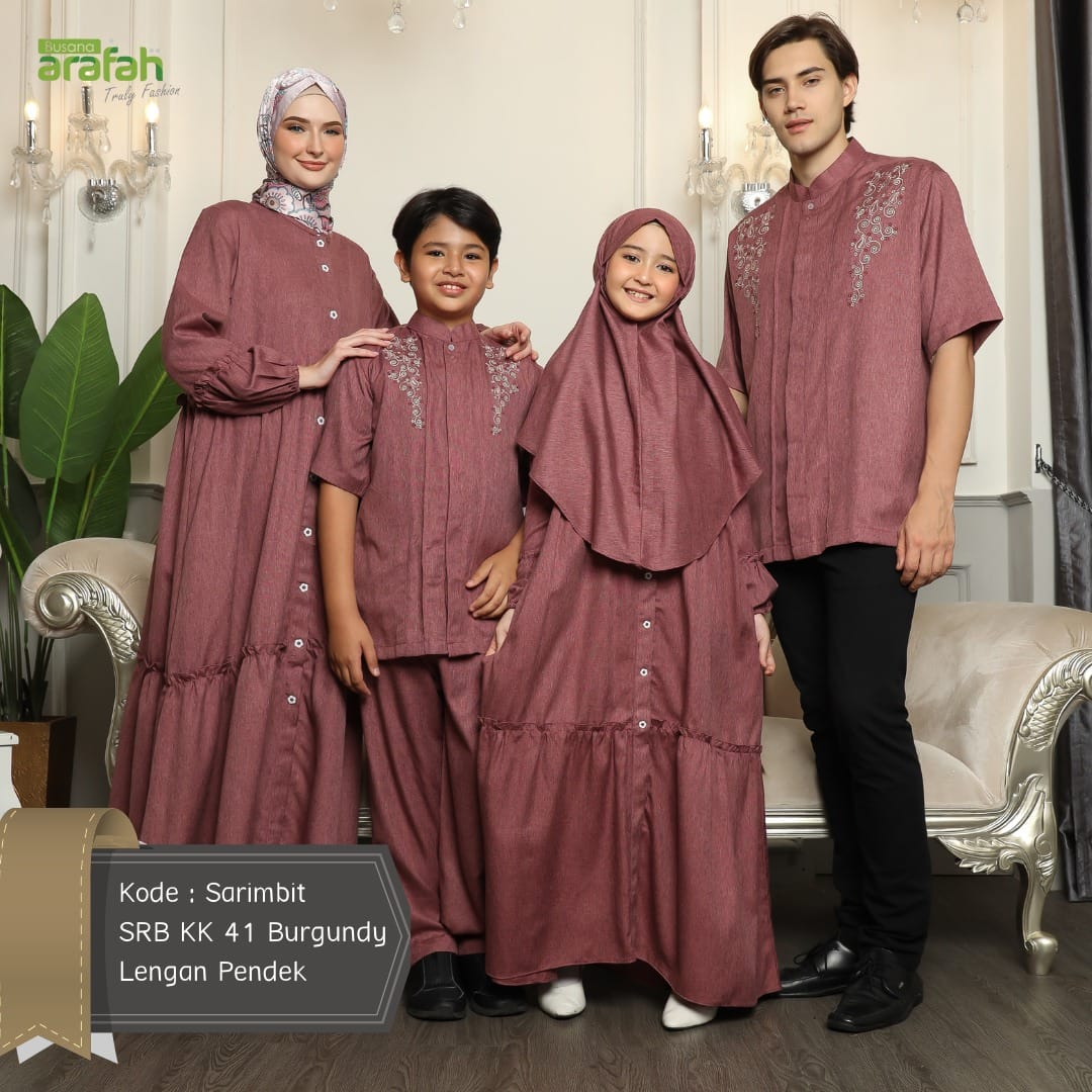 Baju Koko Anak Sarimbit KKA 41 Burgundy Lengan Pendek foto 7