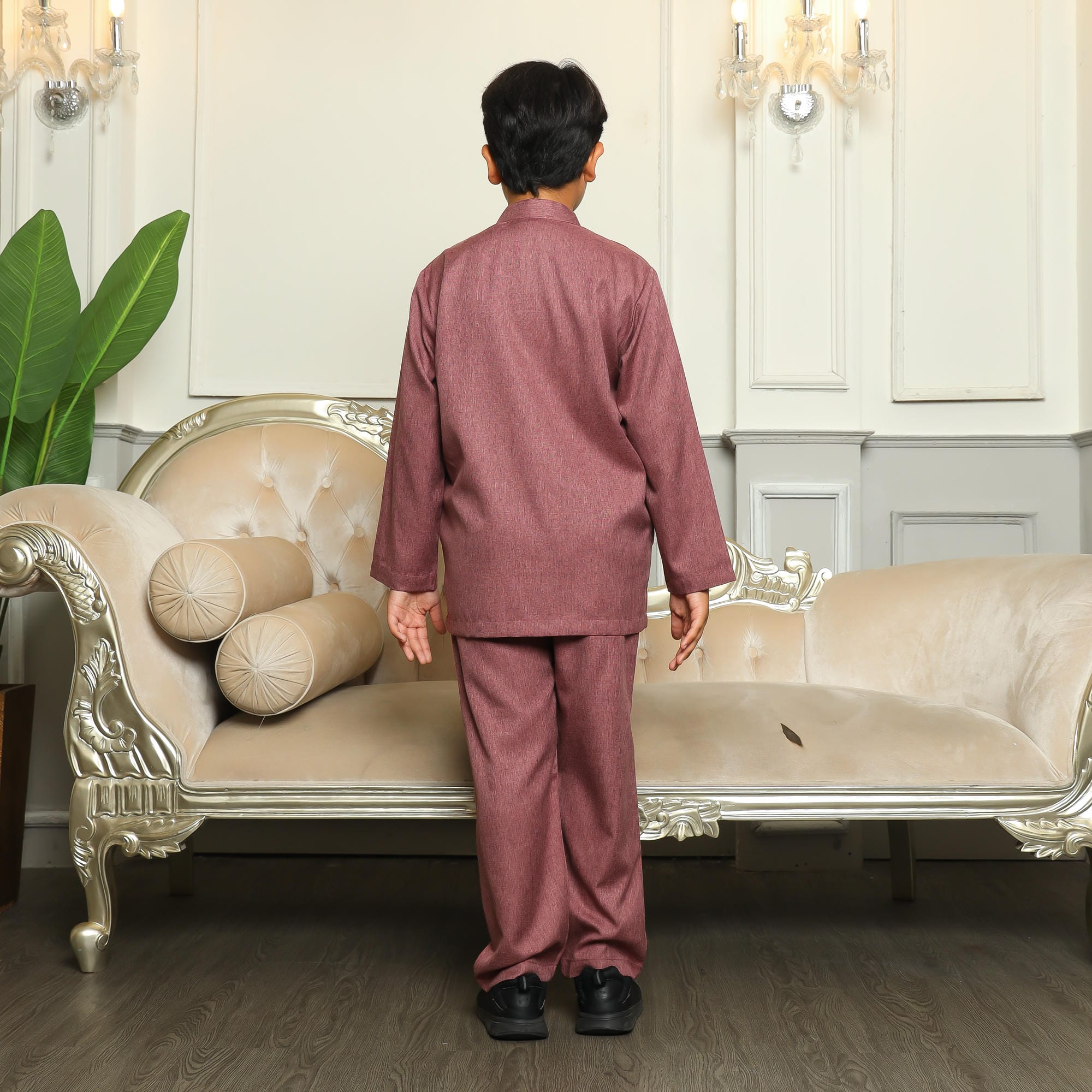 Baju Koko Anak Sarimbit KKA 41 Burgundy Lengan Panjang foto 3