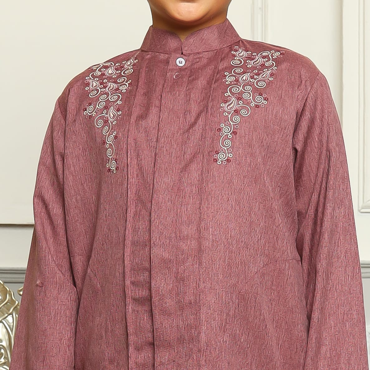 Baju Koko Anak Sarimbit KKA 41 Burgundy Lengan Panjang foto 4