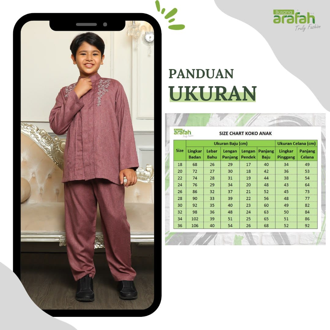 Baju Koko Anak Sarimbit KKA 41 Burgundy Lengan Panjang foto 5