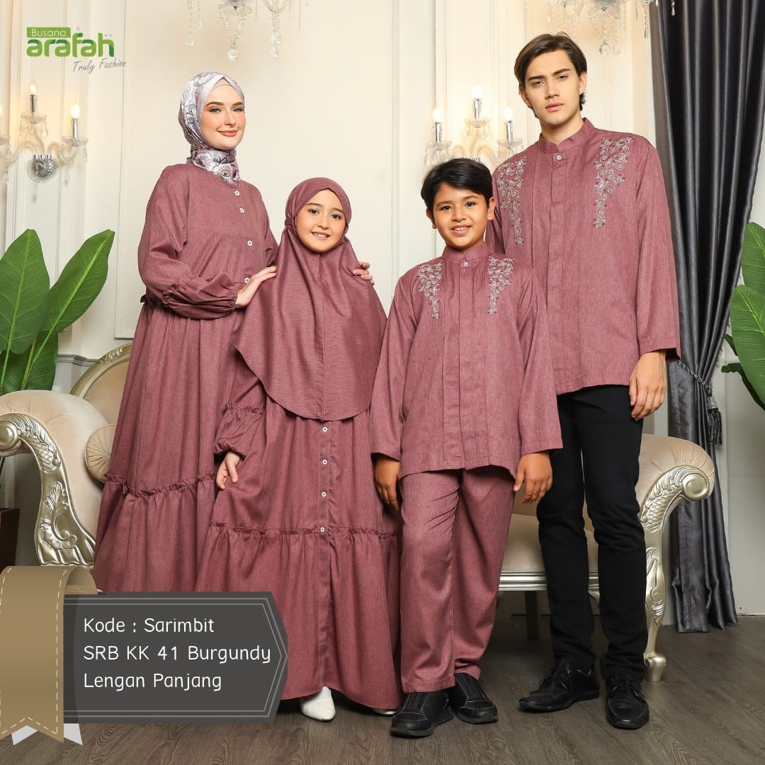 Baju Koko Anak Sarimbit KKA 41 Burgundy Lengan Panjang foto 7