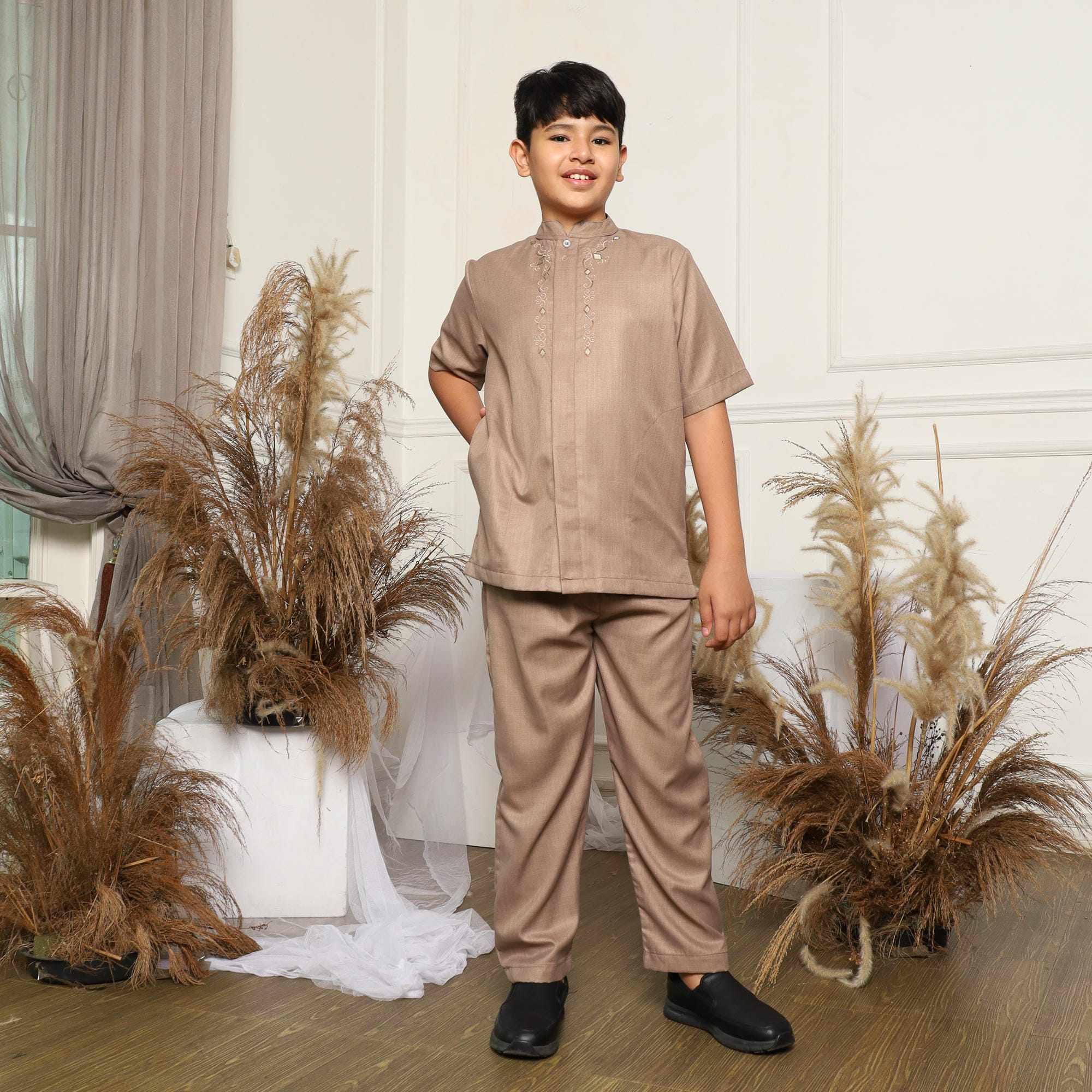Baju Koko Anak Sarimbit KKA 44 Mocca Lengan Pendek foto 2