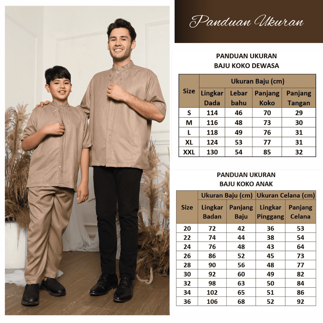 Baju Koko Anak Sarimbit KKA 44 Mocca Lengan Pendek foto 8