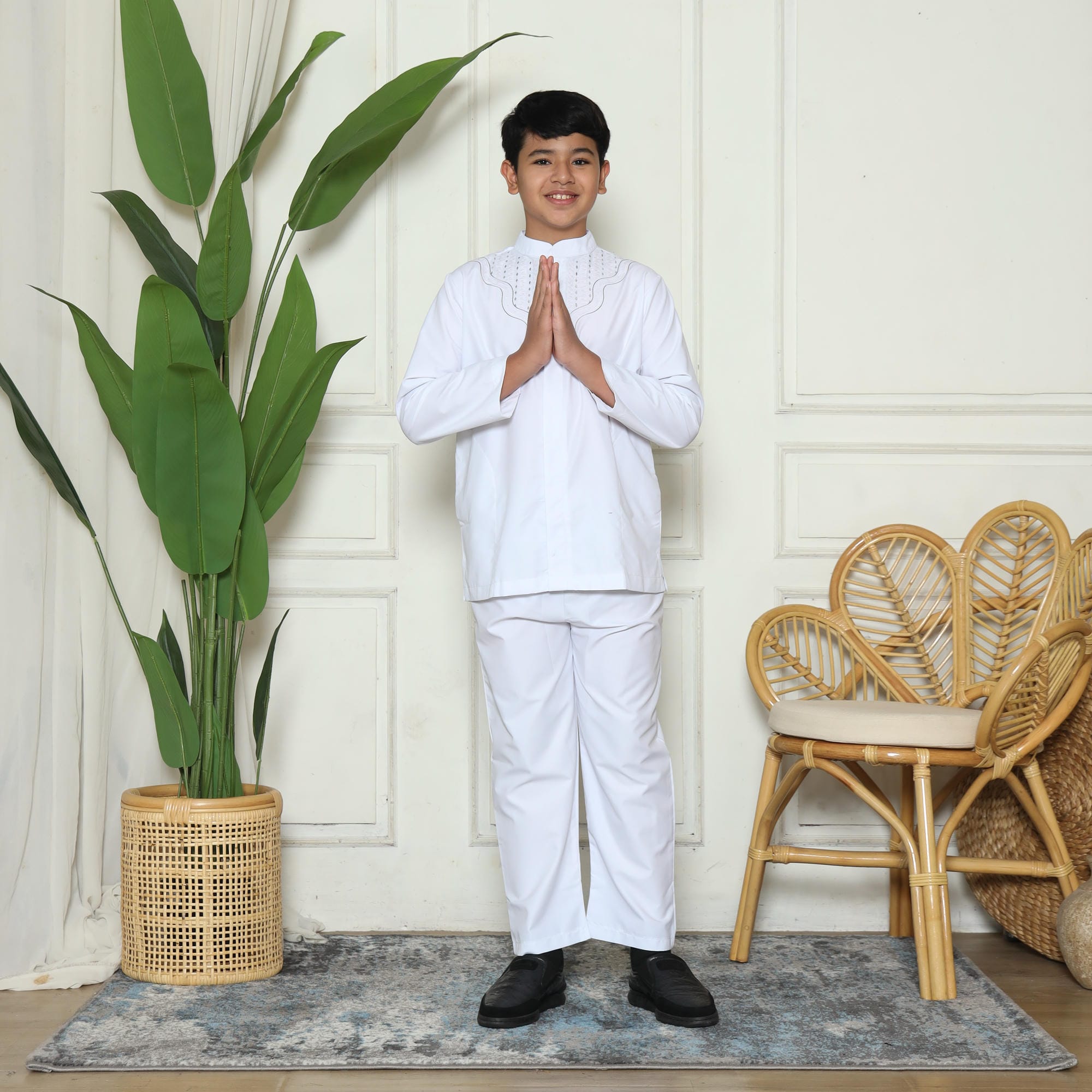 Baju Koko Anak Putih KKA 45 White Lengan Panjang foto 2