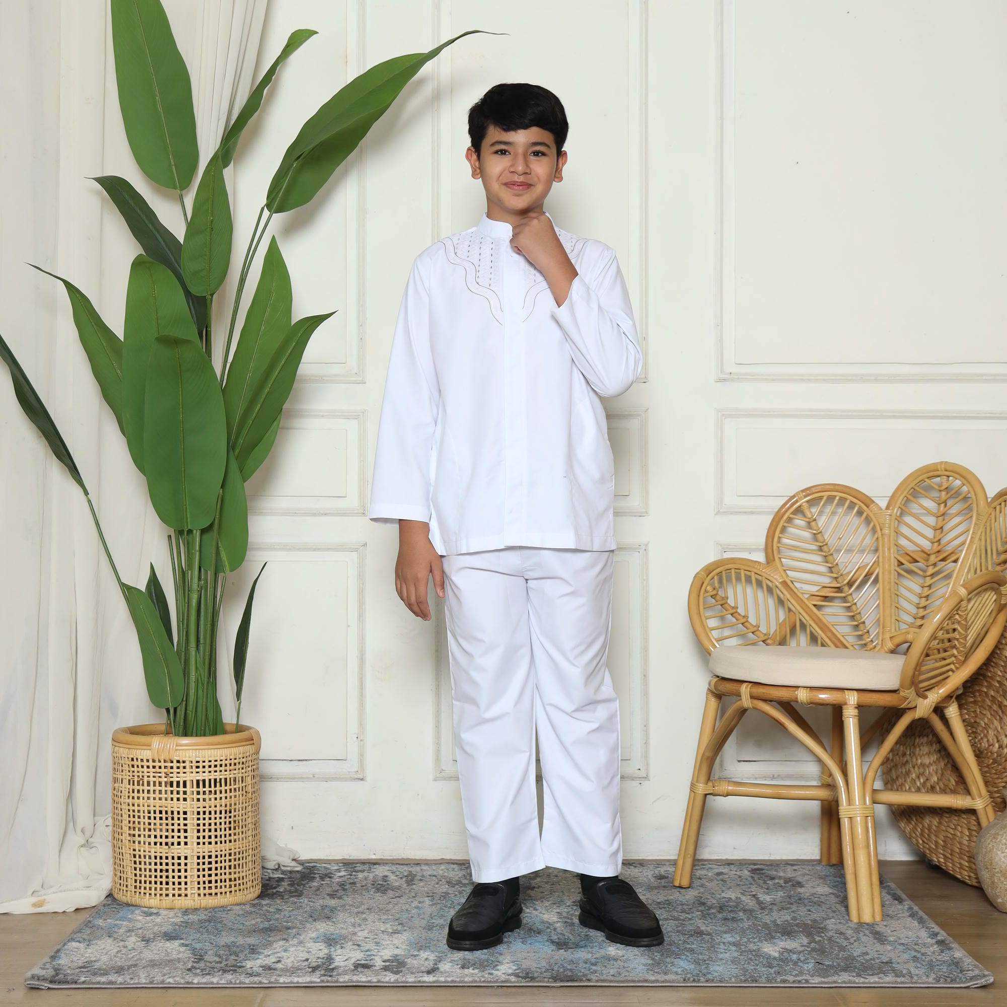 Baju Koko Anak Putih KKA 45 White Lengan Panjang foto 4