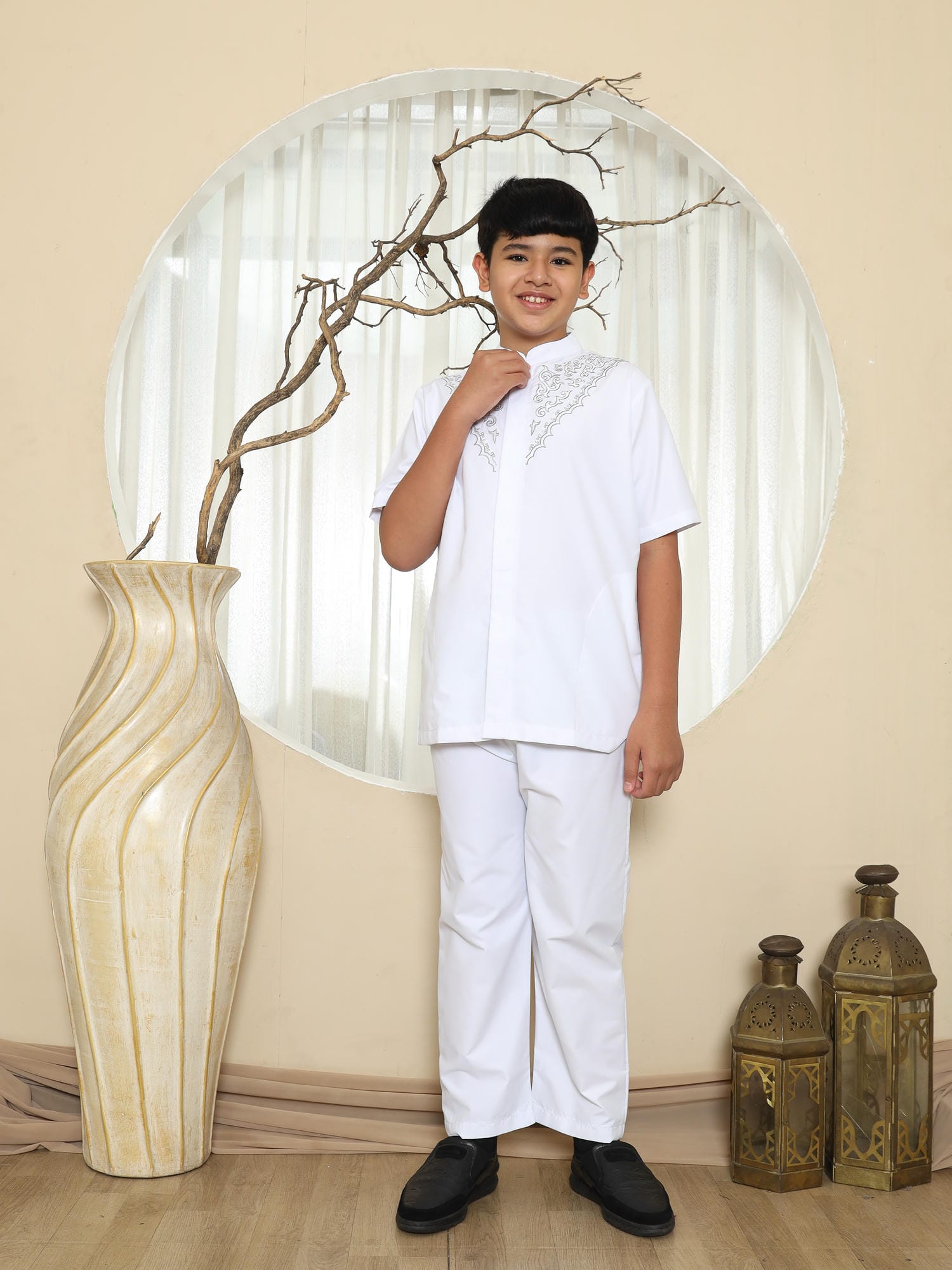 Baju Koko Anak Putih KKA 46 White Lengan Pendek foto 3