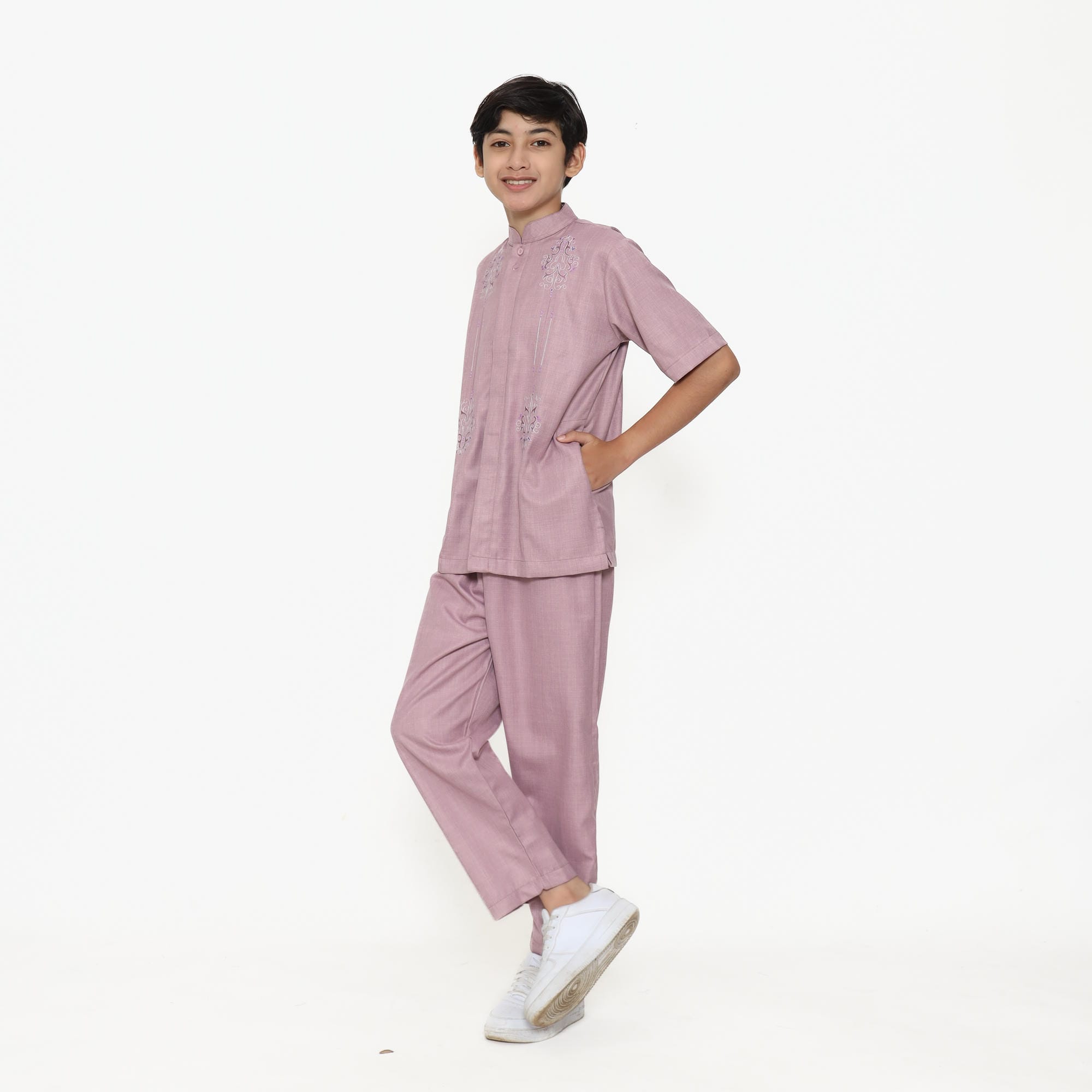 Baju Koko Anak Sarimbit KKA 47 Mauve Lengan Pendek foto 3