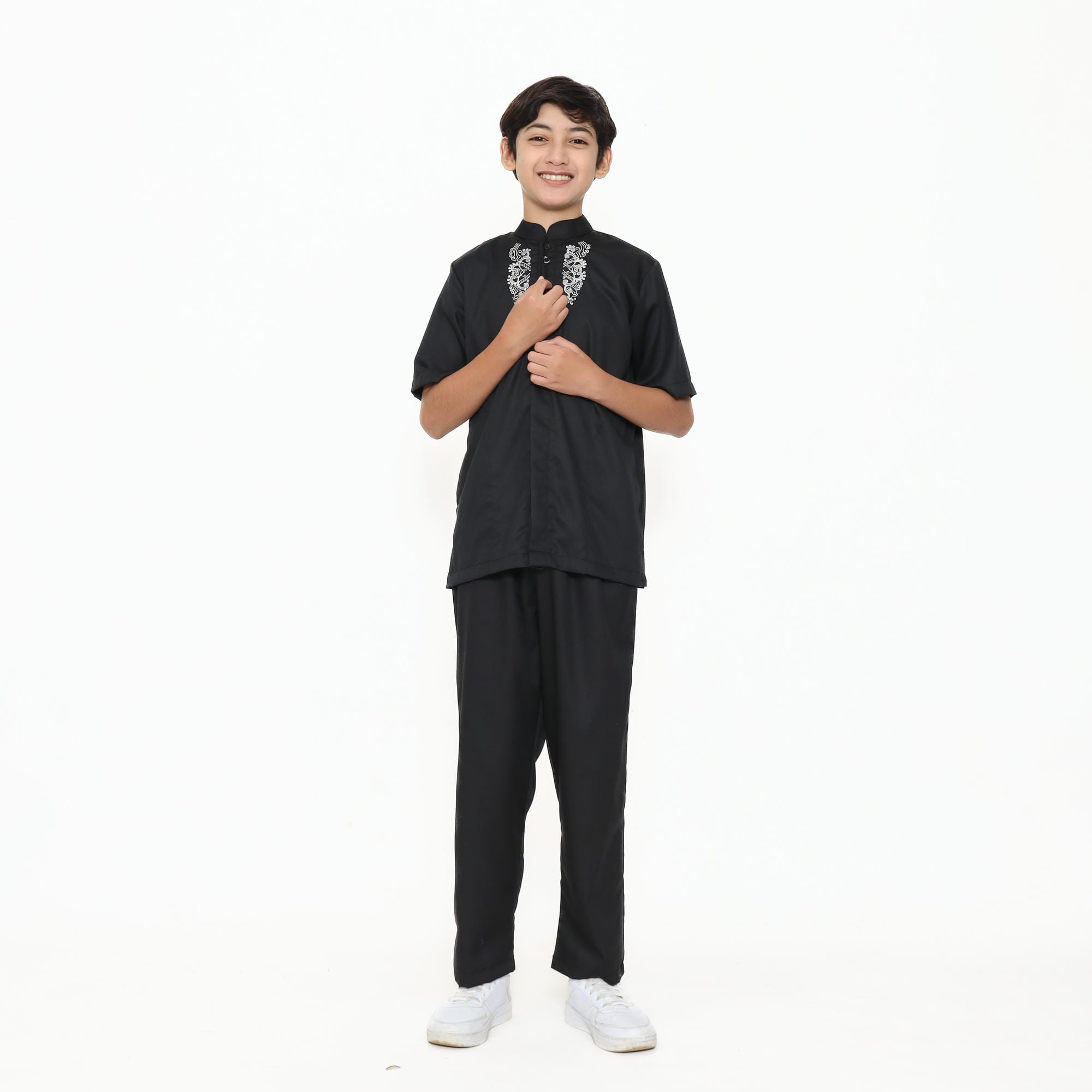Baju Koko Hitam KKA 48 Black Lengan Pendek foto 2