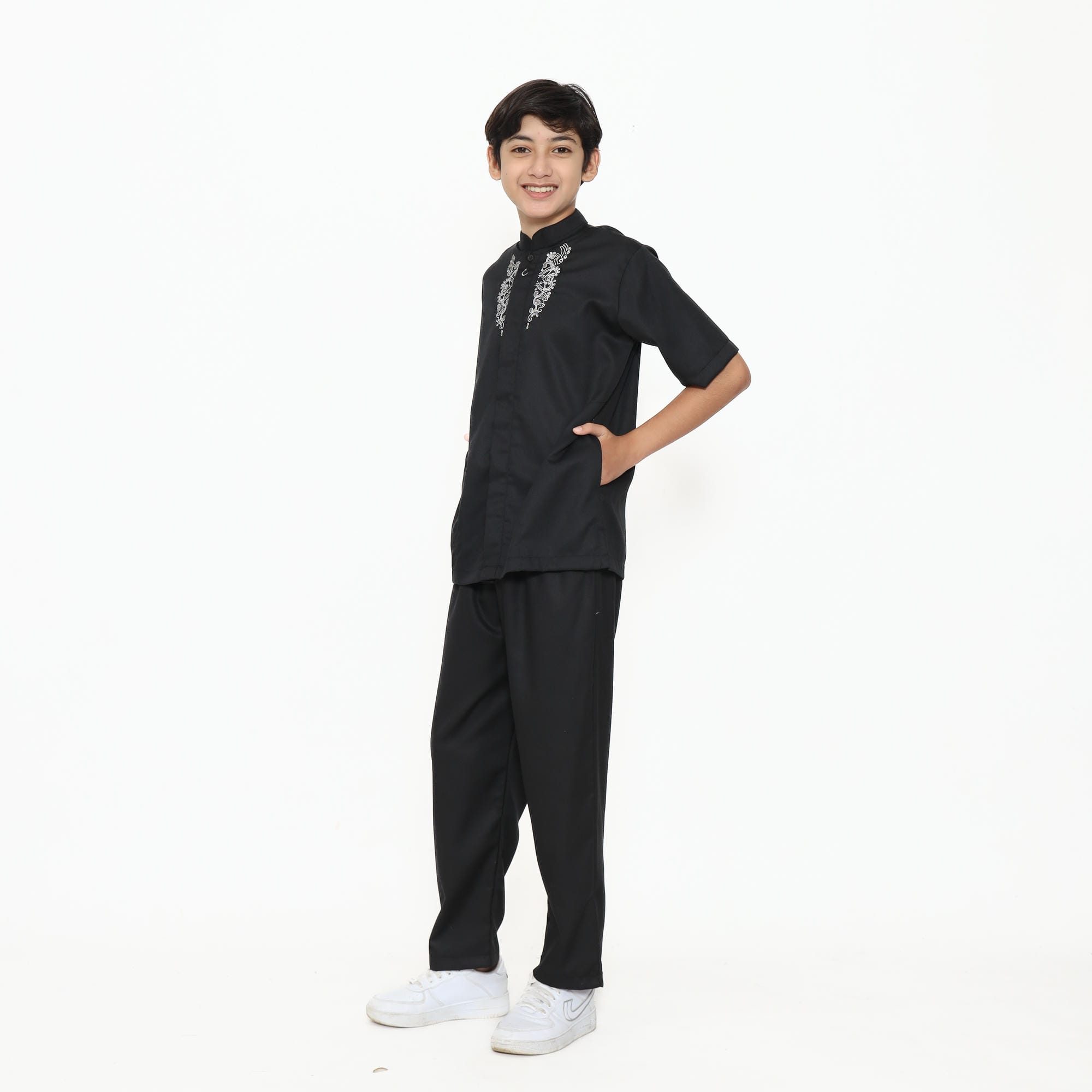 Baju Koko Hitam KKA 48 Black Lengan Pendek foto 4
