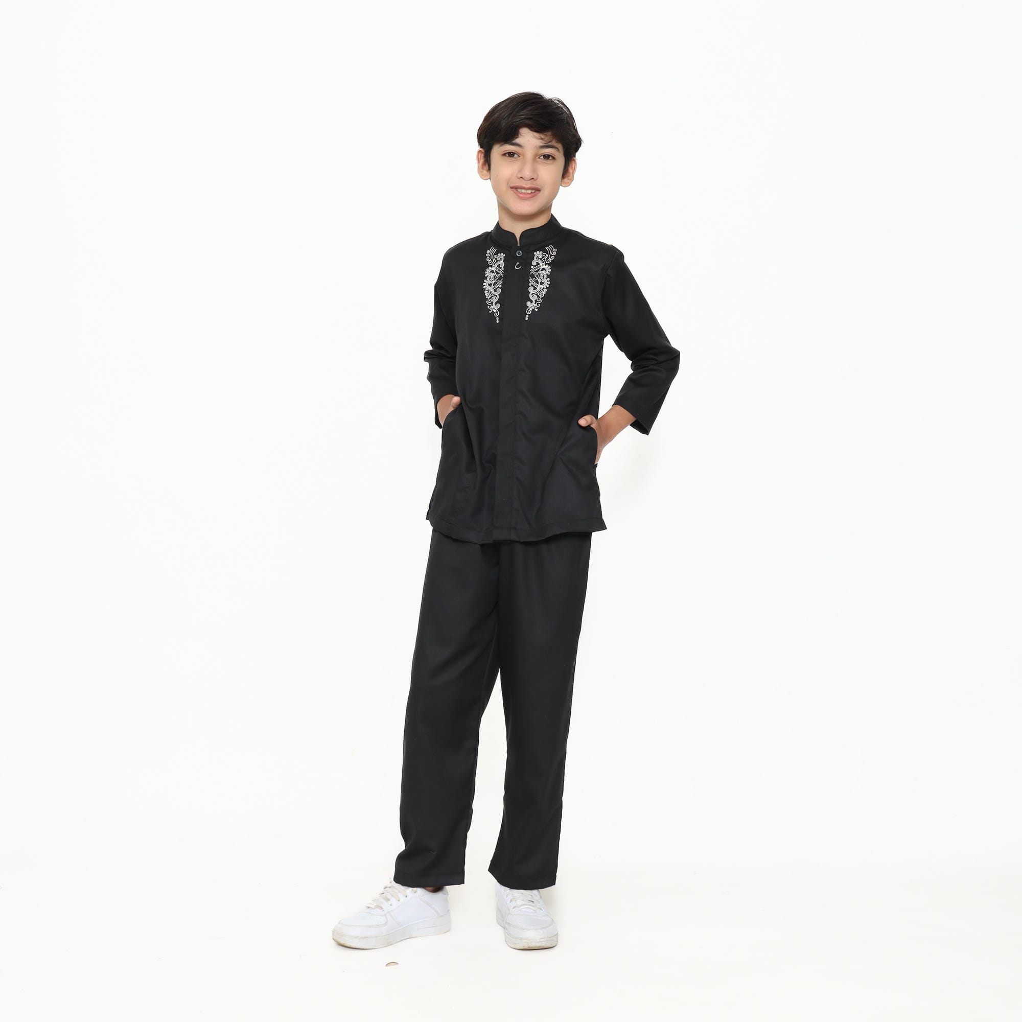 Baju Koko Hitam KKA 48 Black Lengan Panjang foto 4