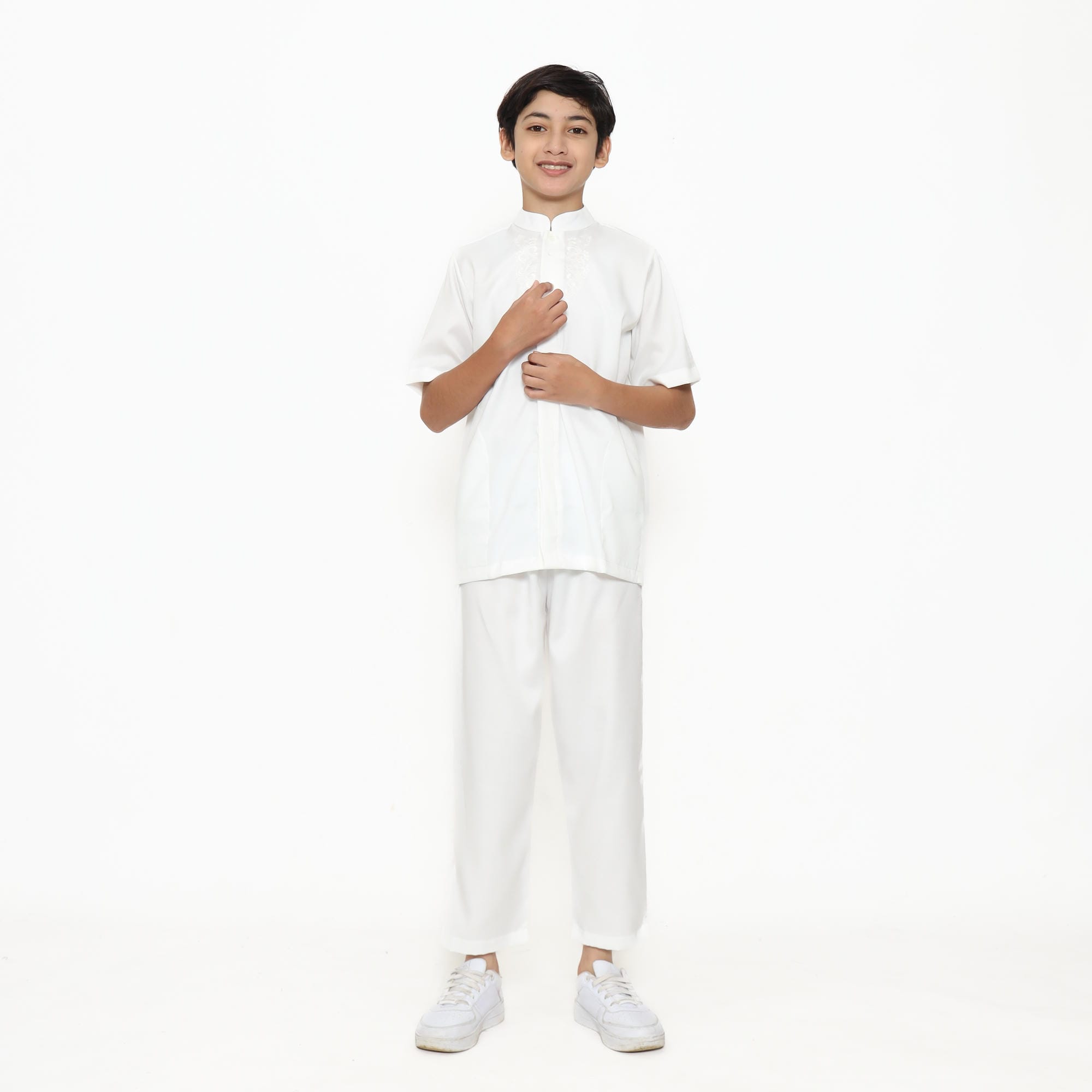 Baju Koko Anak Putih Tulang KK 48 White Lengan Pendek foto 2