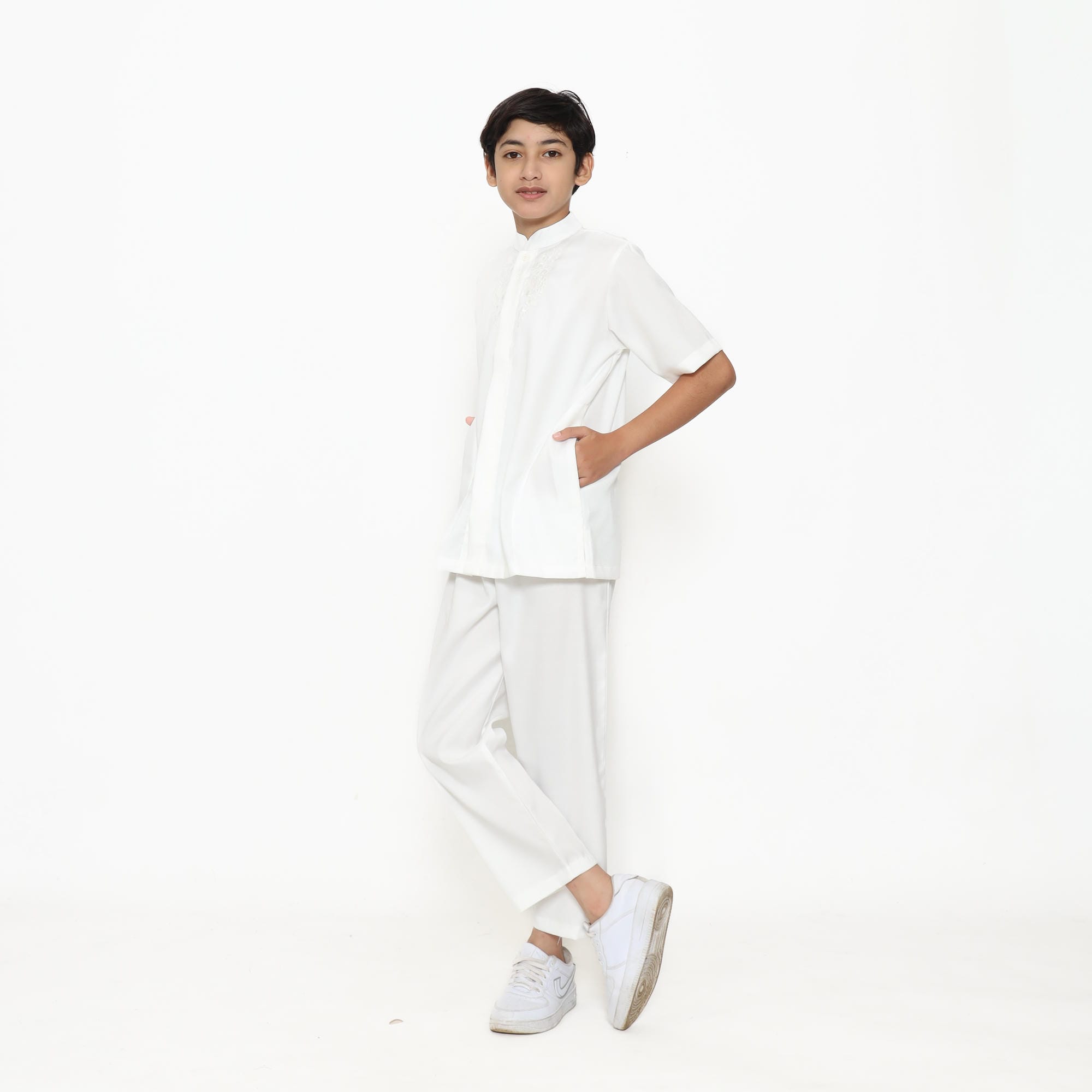 Baju Koko Anak Putih Tulang KK 48 White Lengan Pendek foto 5